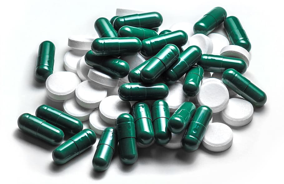 assorted medication pills on white surface, drug, cure, medical