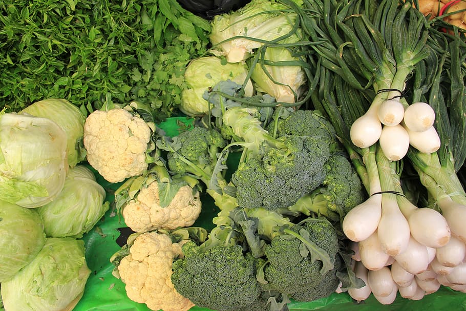 vegetables, broccoli, lettuce, white, nature, green, healthy HD wallpaper
