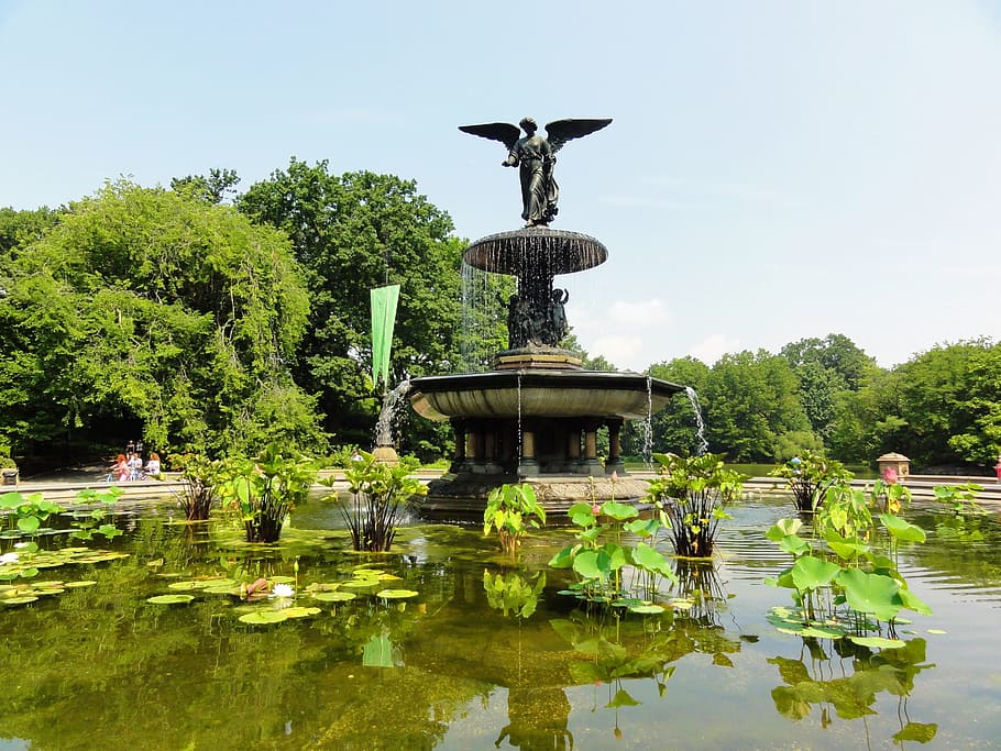 Source, Park, Lake, fountain, water, pond, park - Man Made Space HD wallpaper