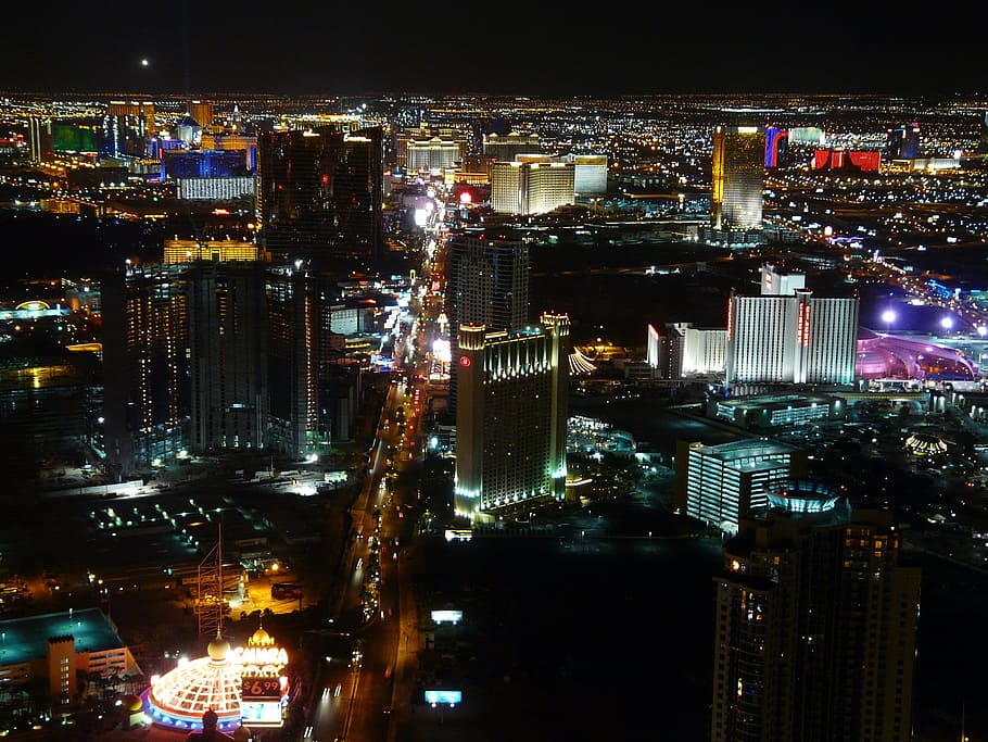 aerial view photo of lightened buildings during daytime, Las Vegas, HD wallpaper