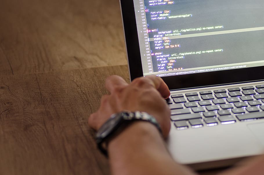 person, hand, laptop, working, code, coding, computer, developer HD wallpaper