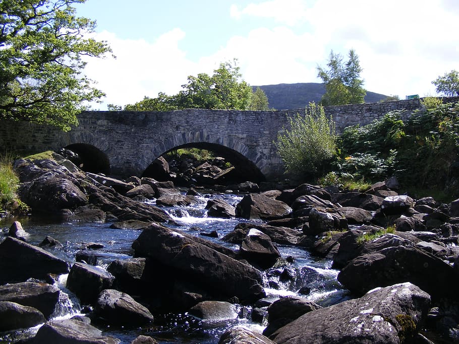 Bridge, Stone, River, Waterfall, Ireland, medieval, rustic HD wallpaper