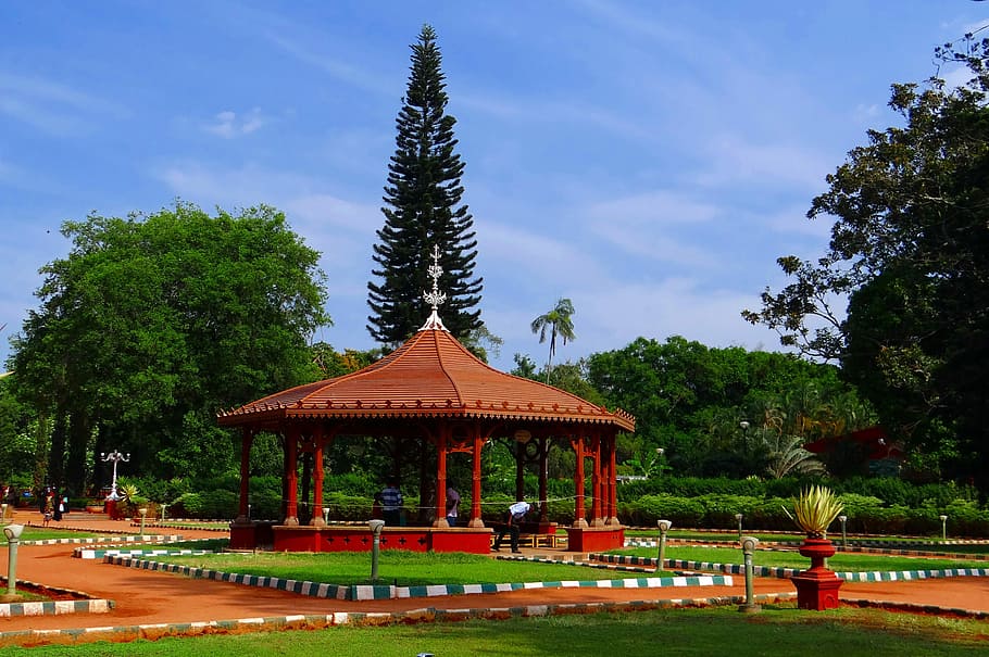 Gazebo in Canopy Garden in Bangalore, India, photos, landscape, HD wallpaper