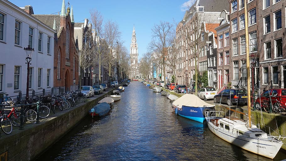 amsterdam, river, bridge, ship, netherlands, channel, water HD wallpaper