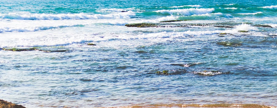 Sea, Rocks, Ocean, Blue, Blue, Water, Salt, nature, summer HD wallpaper