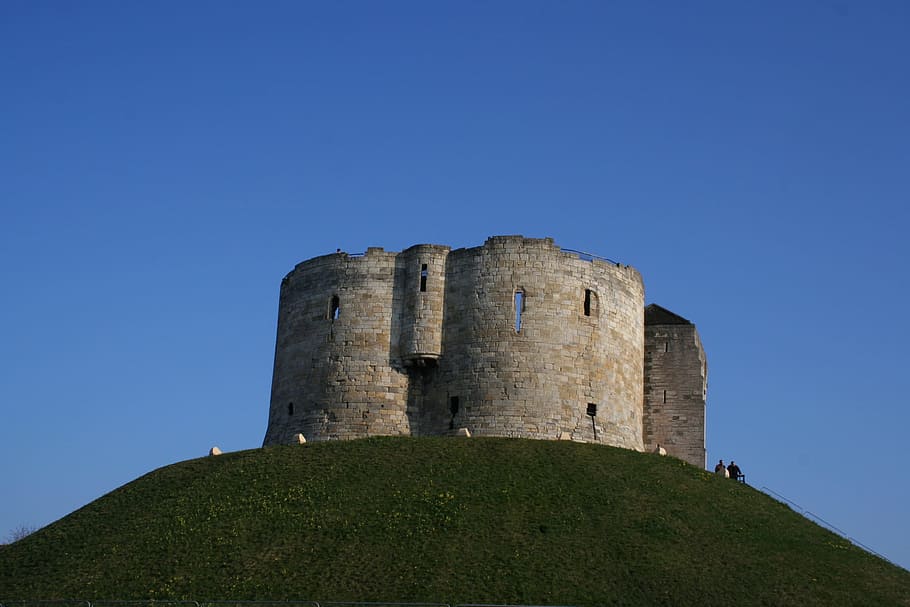 castle, mound, building, architecture, history, sky, built structure HD wallpaper