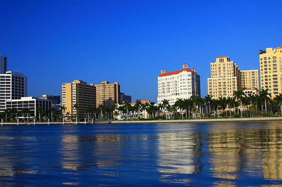 Palm, Beach, Florida, Skyline, Building, architecture, tree HD wallpaper