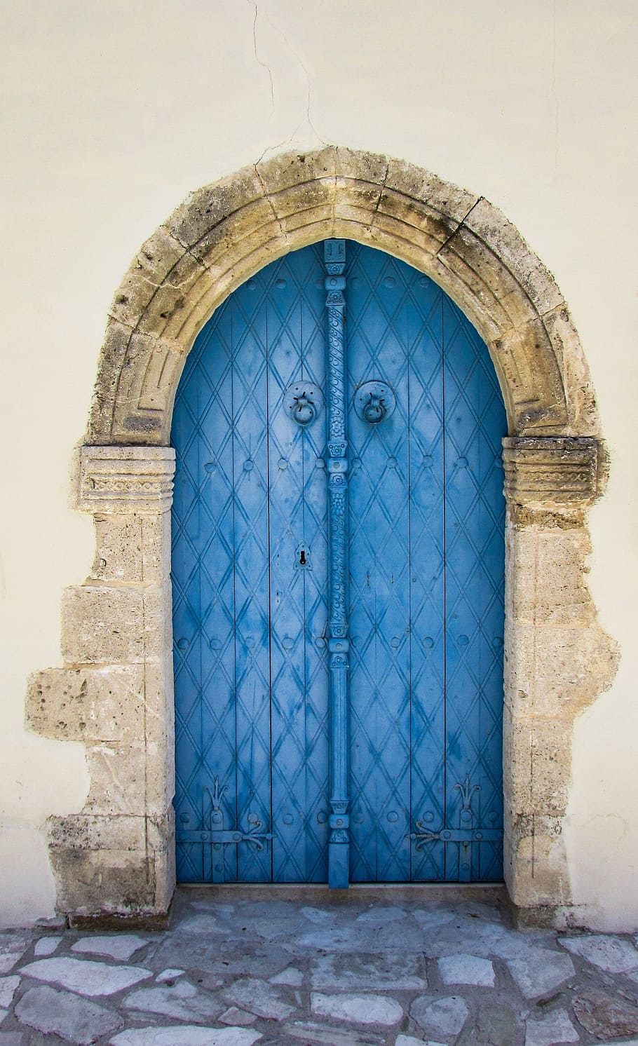 Cyprus, Kato Lefkara, Village, architecture, door, wooden, blue, HD wallpaper