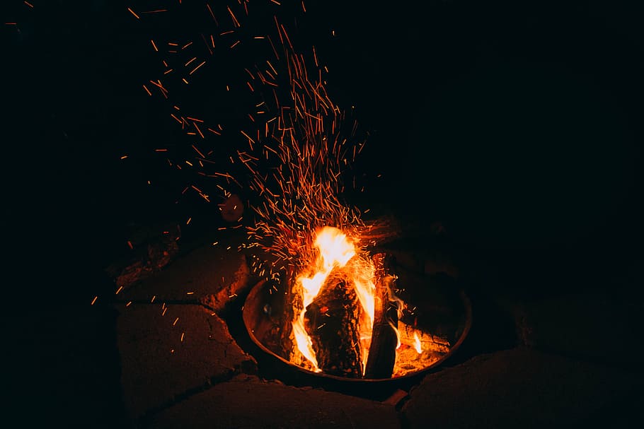 still, fire, camp, flames, burning, rocks, stones, wood, fire - natural phenomenon HD wallpaper