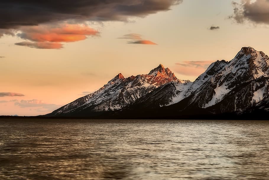 snow, sea, landscape, mountains, beach, clouds, island, nature HD wallpaper