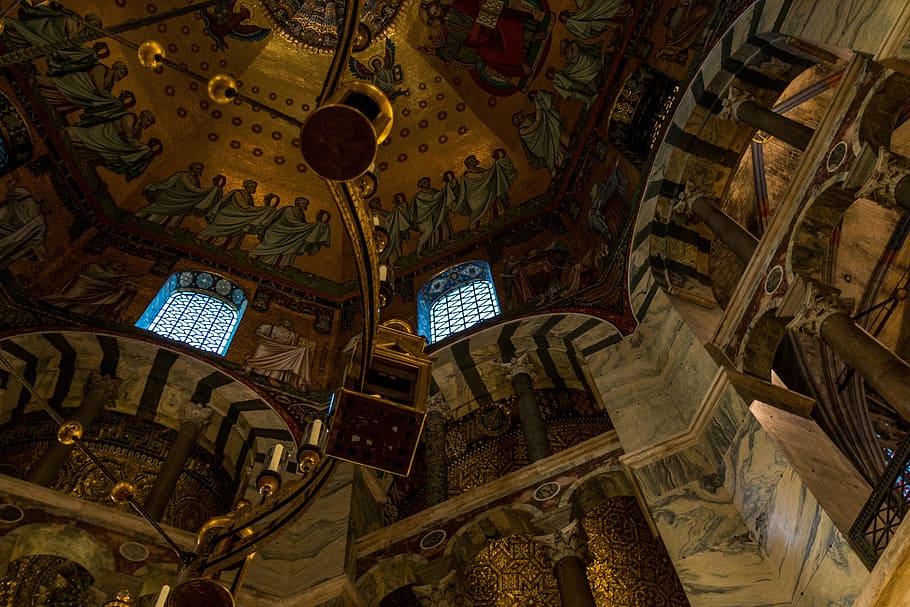 aachen cathedral, church, house of worship, dom, religion, landmark, HD wallpaper