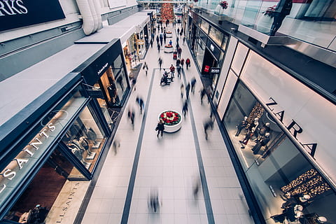 people, motion, group, modern, crown, Shopping Mall, stores, urban HD wallpaper