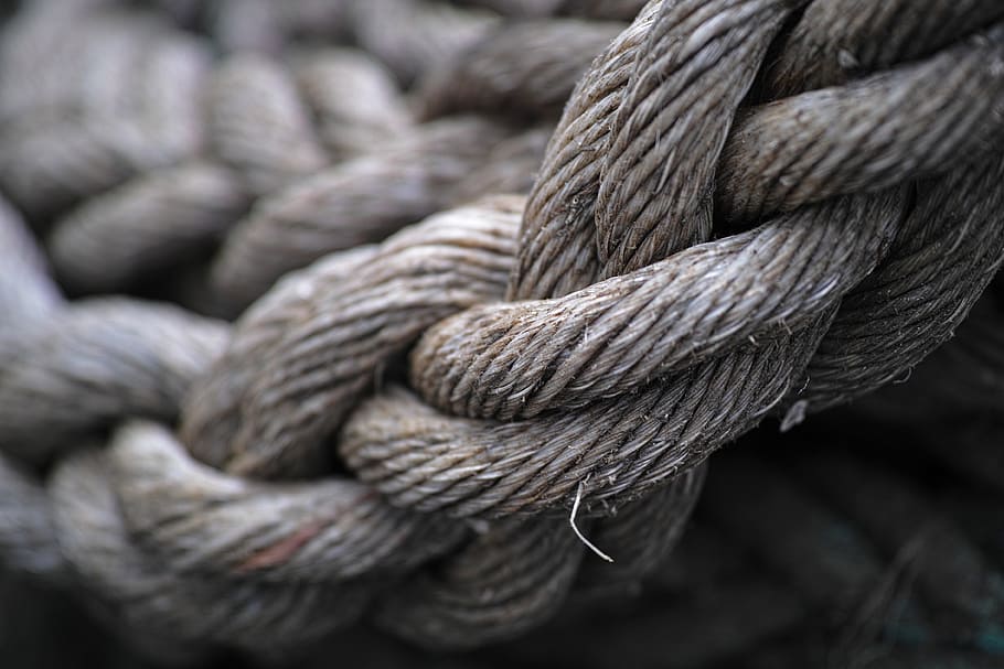 brown rope, grey, old, macro, solid, background, detail, connect HD wallpaper