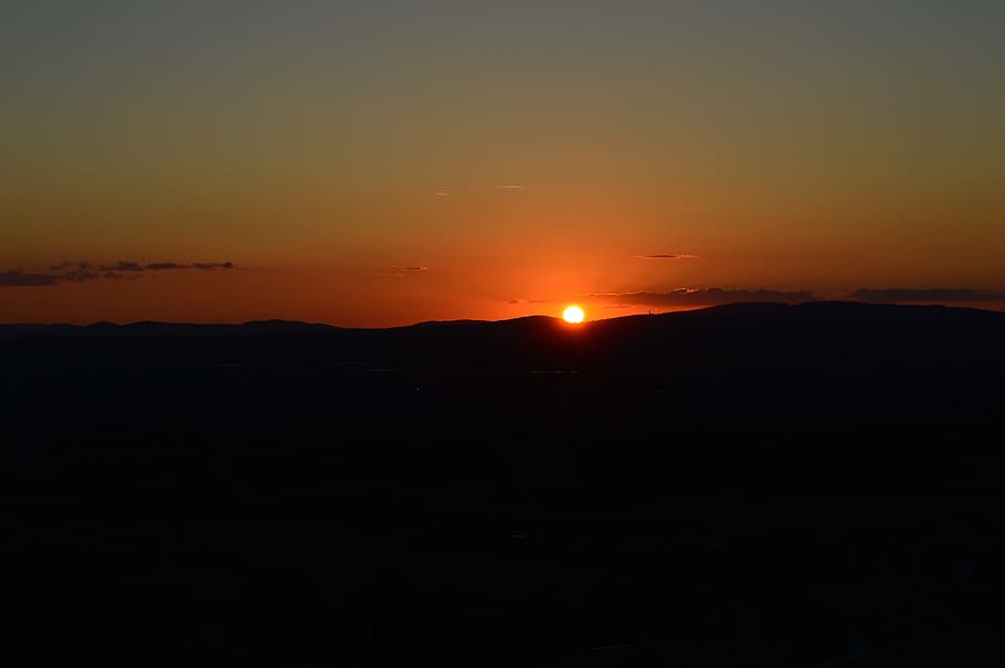sunset, dusk, dawn, sky, silhouette, beauty in nature, orange color HD wallpaper