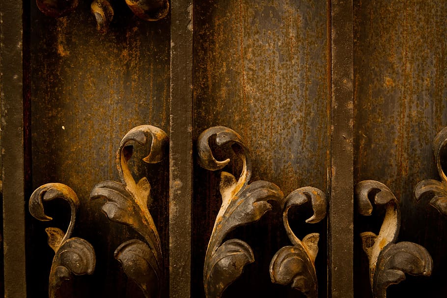 Rust, Corrosion, Gateway, Fancy, rusty, metal, ornaments, component HD wallpaper