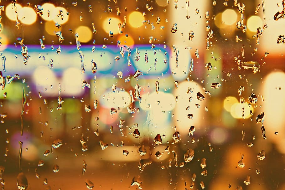 dew of water on glass, rain, drip, wet, raindrop, drops of rain HD wallpaper