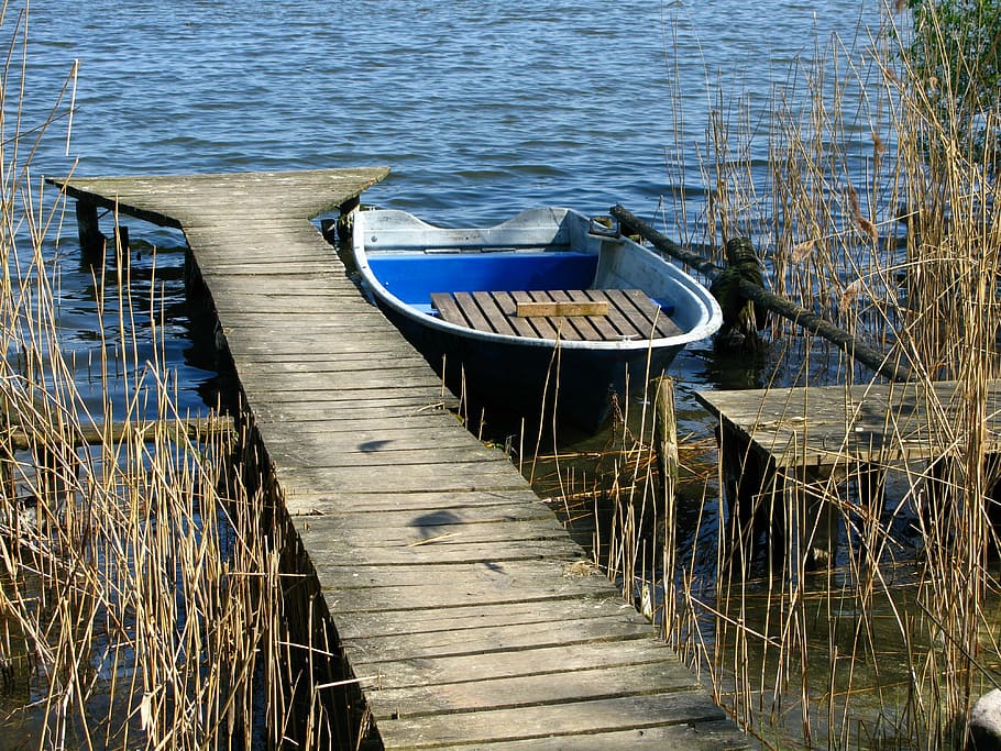 lakeside, jetty, boot, nature, nautical Vessel, water, wood - Material HD wallpaper