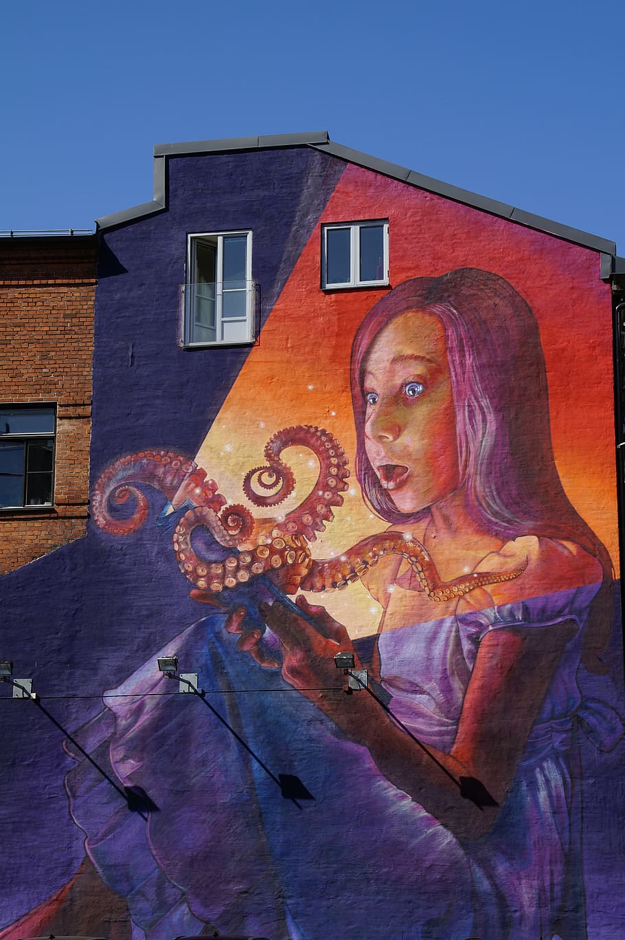 building with girl reading book murals, painted, graffiti, artwork HD wallpaper