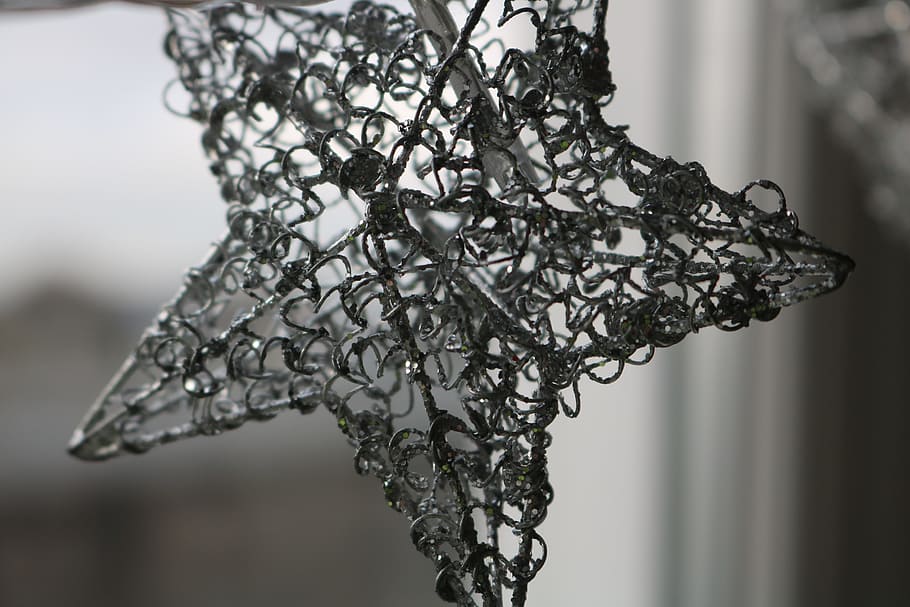 grey, star, decoration, lights, silver, macro, detail, close-up HD wallpaper