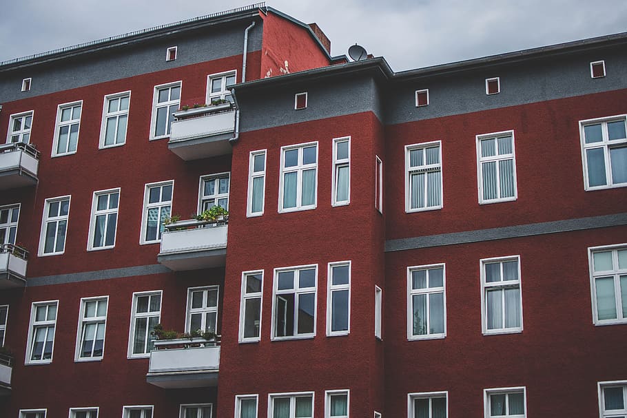 home, red, sky, architecture, building, city, berlin, window HD wallpaper