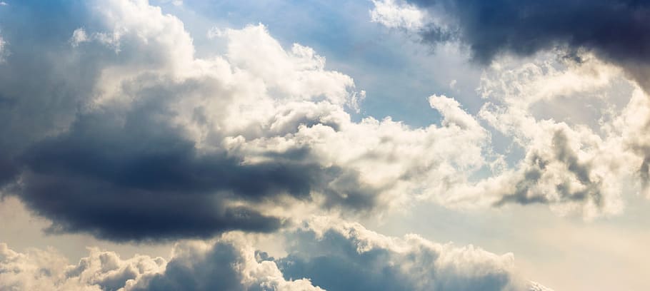 clouds, the sky, blue, yellow, storm, nature, beauty in nature HD wallpaper