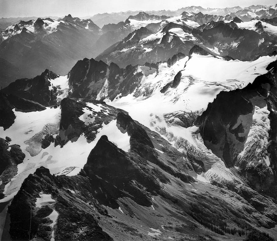 Neve Glacier in 1970 in Northern Cascades National Park, Washington, HD wallpaper