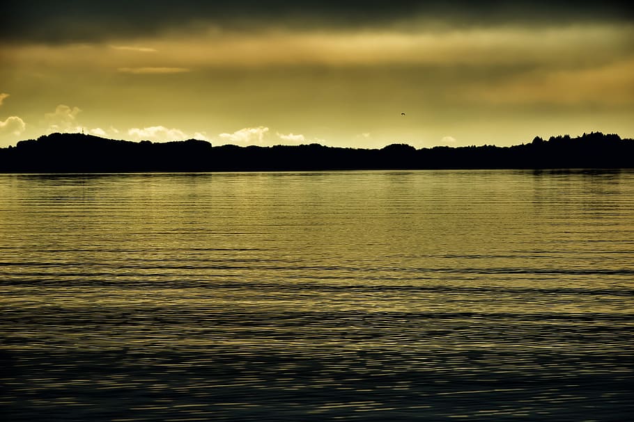 lake, sunset, twilight, west, orange, water, sky, cloud - sky HD wallpaper