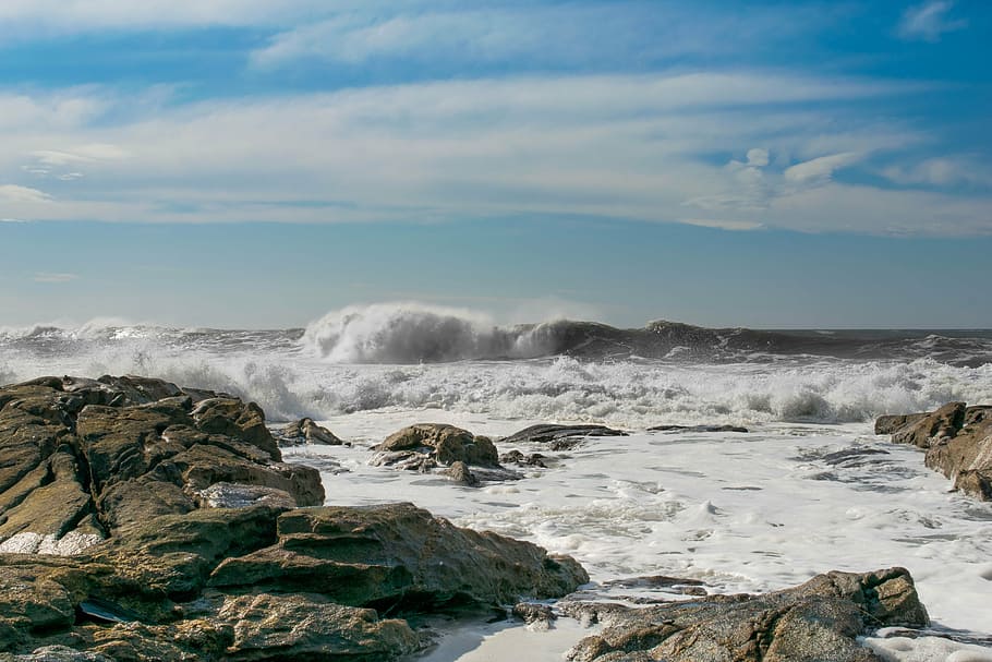 waves, sea, rocks, beach, costa, ocean, nature, no people, outdoors HD wallpaper