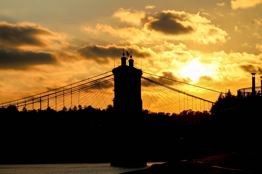 sunset, silhouette, dawn, dusk, evening, sky, cloud - sky, built structure HD wallpaper
