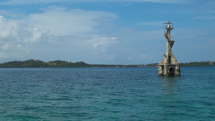 fish, sanctuary, lighthouse, water, sky, waterfront, cloud - sky HD wallpaper
