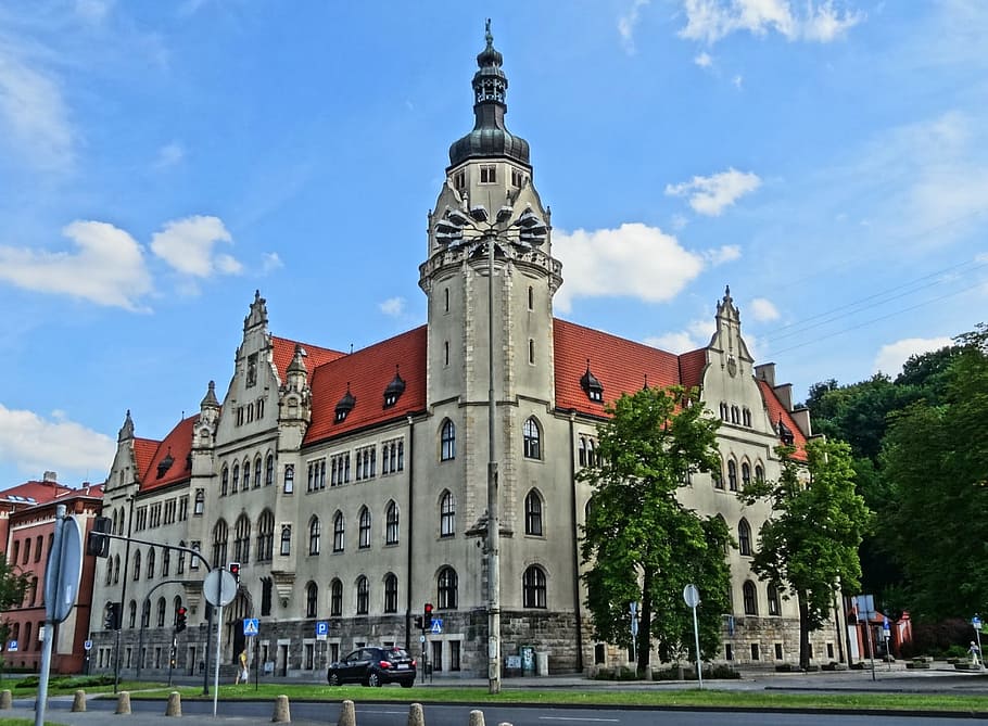 District Court, Bydgoszcz, Poland, building, exterior, tower, HD wallpaper