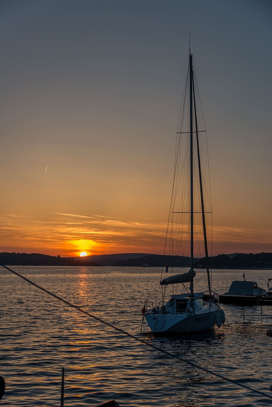 sunset, boat, ocean, nautical vessel, water, transportation HD wallpaper