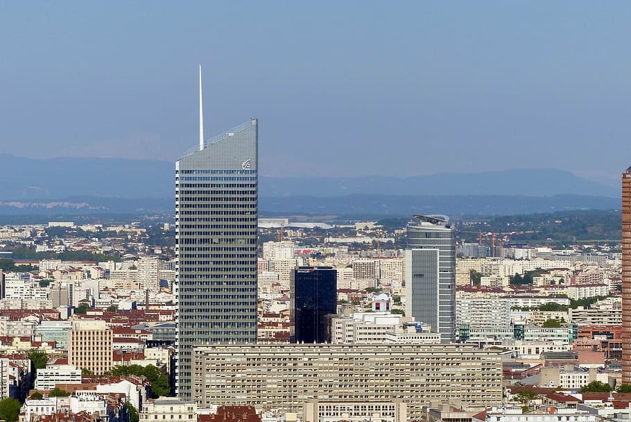 lyon, skyscraper, tower, incity, building, city centre, panorama HD wallpaper