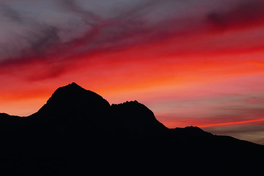sunset, mountain, sky, landscape, light, nature, outdoor, dom HD wallpaper