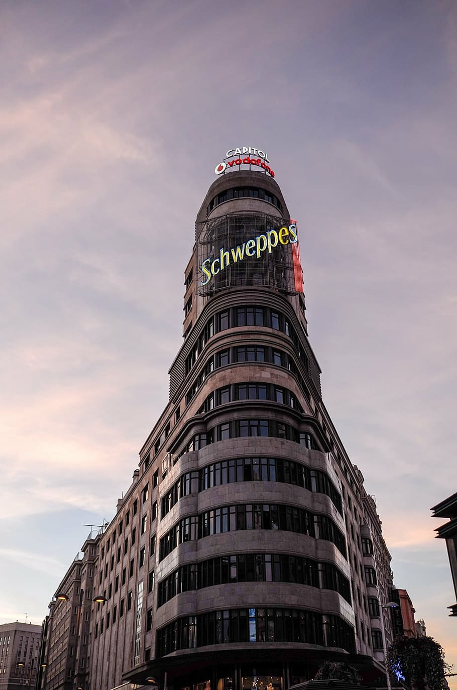 madrid, light, high, architecture, sky, lighting, spain, building HD wallpaper