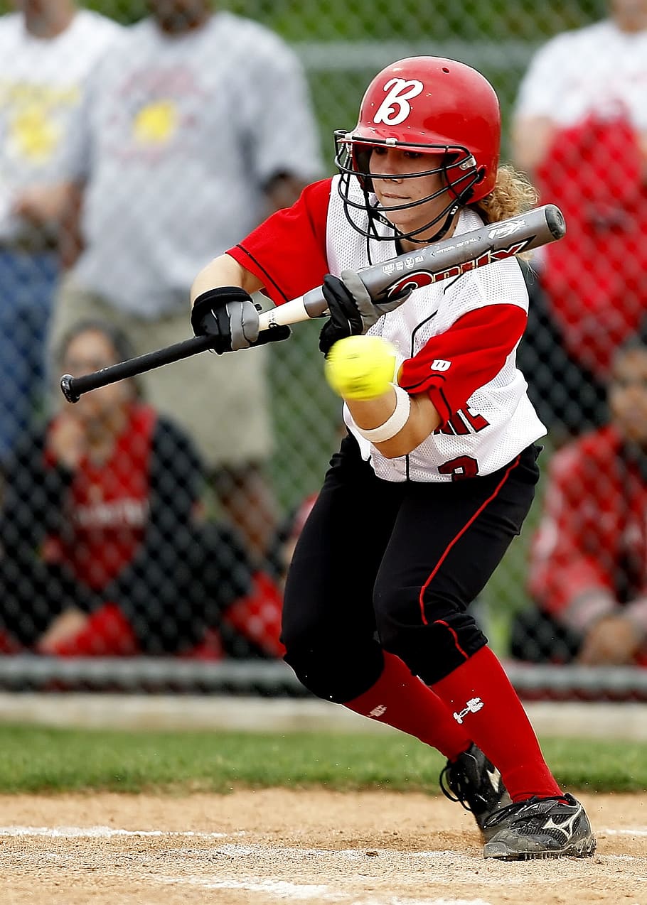 Woman Holding Baseball Bat, action, athlete, female, fence, fun HD wallpaper