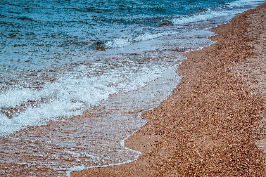 tide, water, coast, sky, sea, stones, beach, surf, sea water HD wallpaper