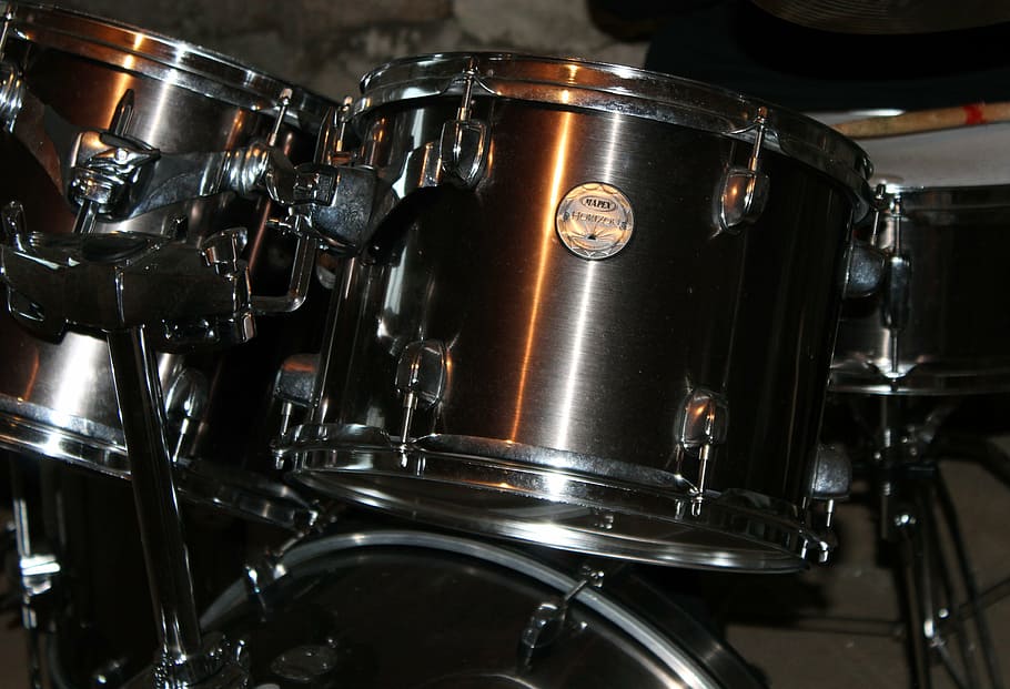 black music drum set, drums, drummer, percussion, musical instrument HD wallpaper