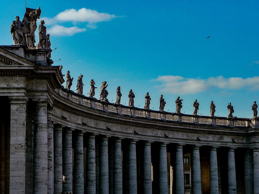 architecture, columns, saint peter's square, sculptures, statues HD wallpaper