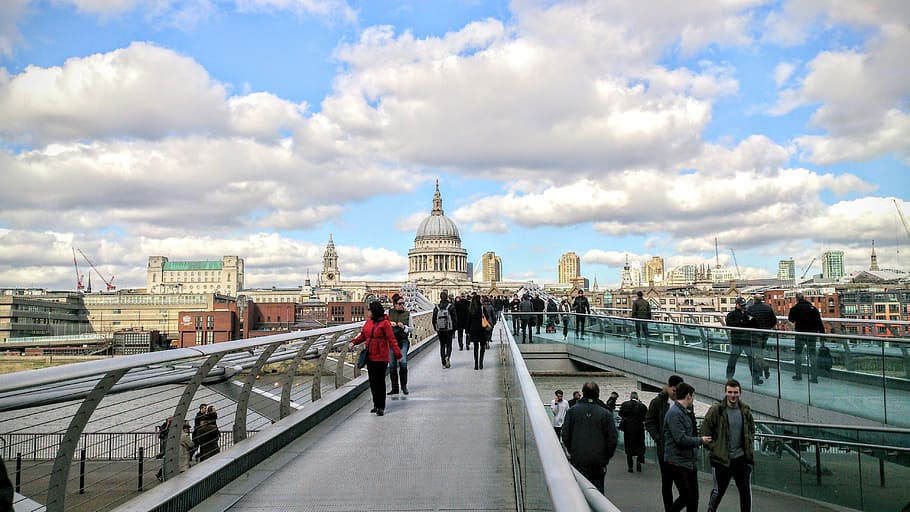 London, Millennium Bridge, Thames, architecture, cathedral, HD wallpaper