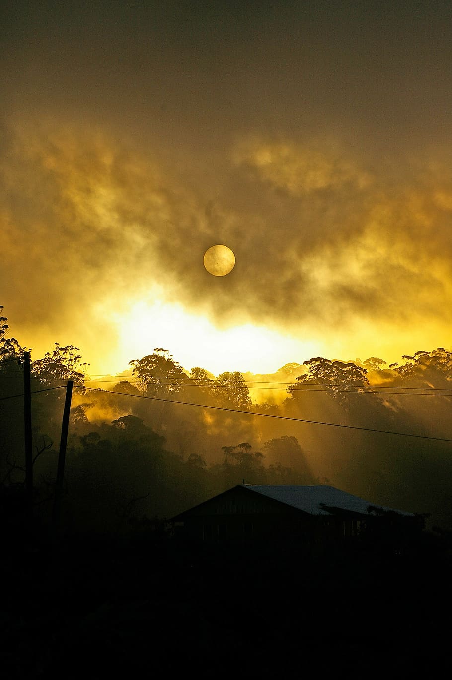 sunset, sky, clouds, yellow, grey, weather, australia, horizon HD wallpaper