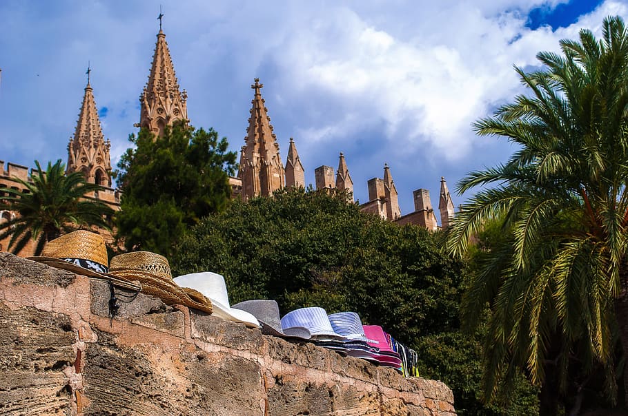 hat, hats, mallorca, travel, tourism, sky, tree, architecture HD wallpaper