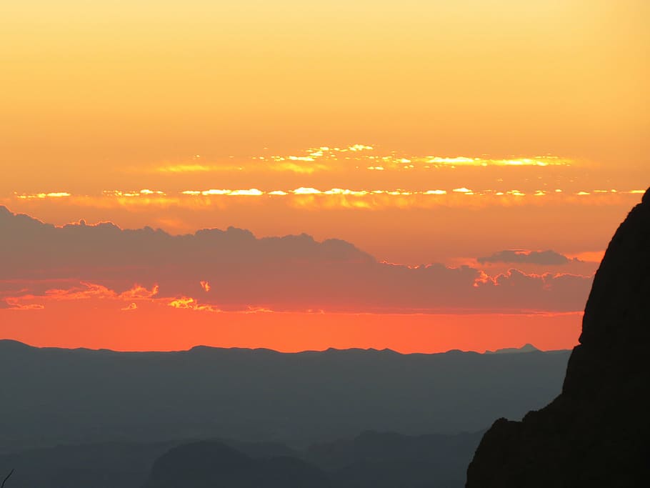 sunset, orange, hiking, big bend, texas, beauty in nature, scenics - nature HD wallpaper