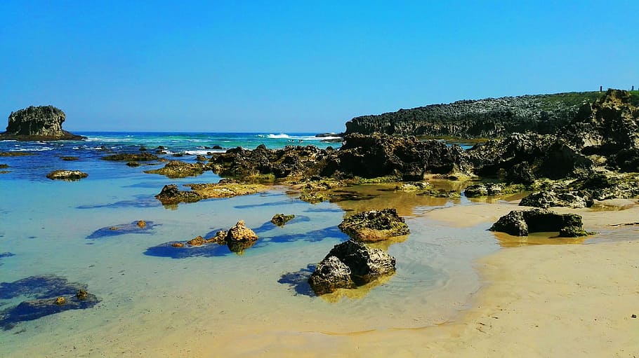 Beach, Rocks, Water, Landscape, Ocean, sea, no people, sky HD wallpaper