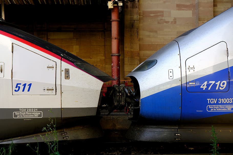 Tgv, Clutch, tgv 1 and 2, coupled, old and new, connected, railway