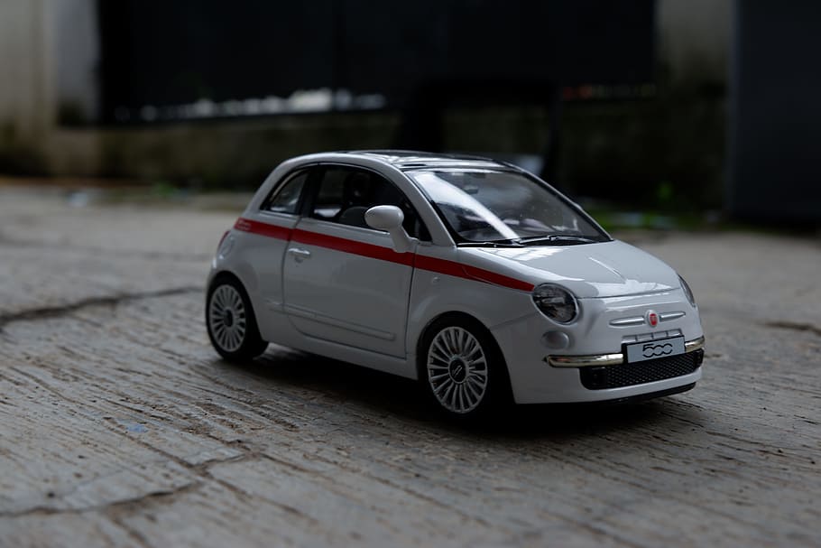 car, toy, white, side view, hatchback, city car, fun, funny HD wallpaper