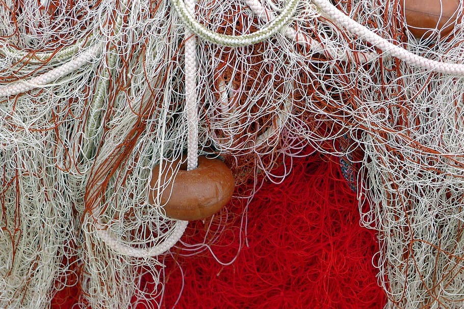 Fishing Net, Fishnet, red, fishing-net, fishing-gear, equipment HD wallpaper