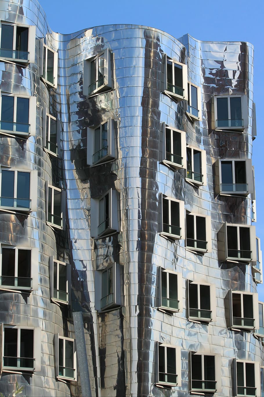 silver concrete building with windows opened, facade, architecture HD wallpaper
