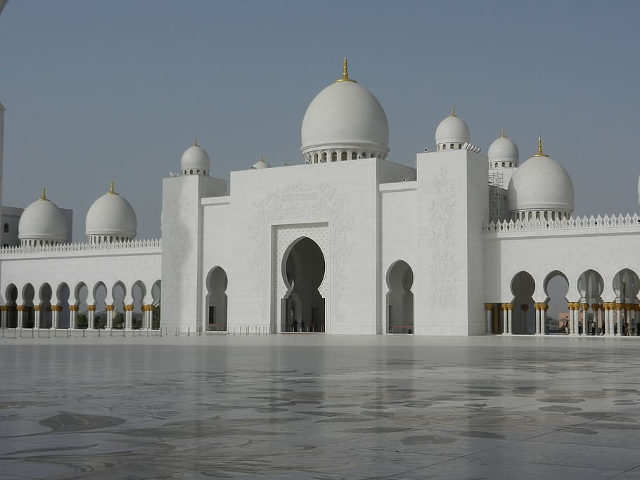 mosque, building, abu dhabi, dome, built structure, architecture HD wallpaper