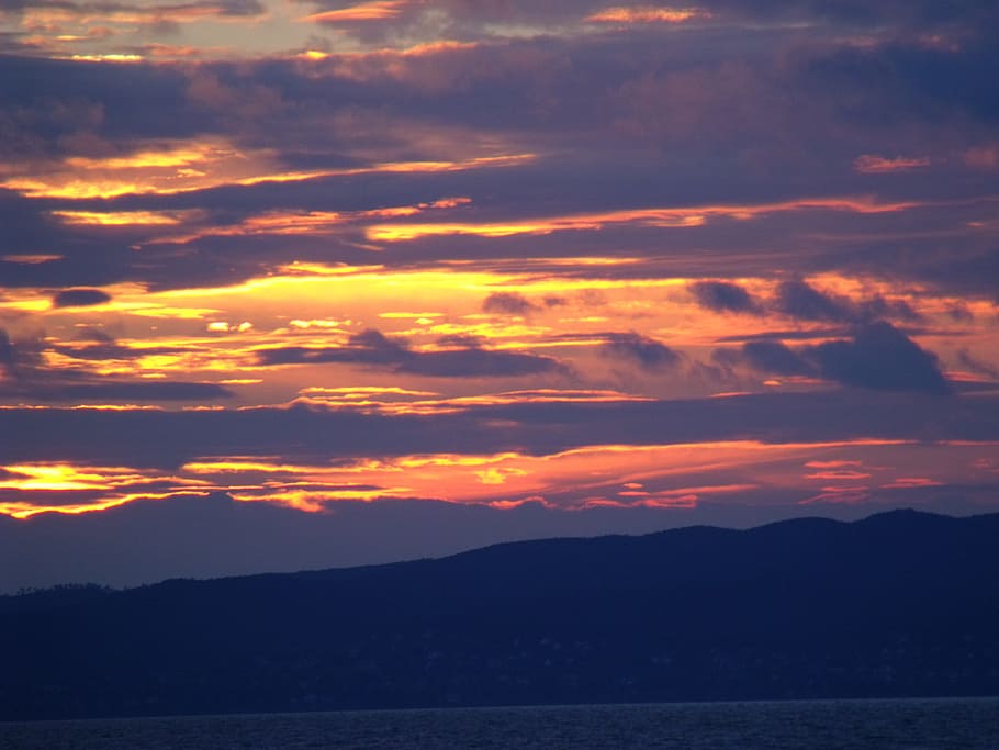 Colors, Sunshine, Clouds, Nature, sky, light, sunset, silhouette HD wallpaper